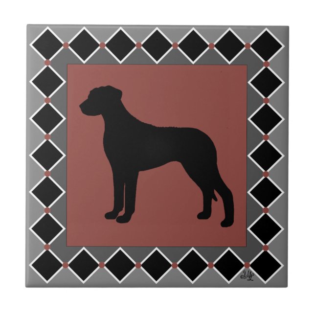 Rhodesian Ridgeback ArtDeco Silhouette Tile (Front)