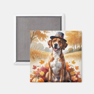 Rhodesian Ridgeback Autumn Leaves Thanksgiving Art Magnet