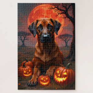 Rhodesian Ridgeback Blood Moon Halloween Portrait  Jigsaw Puzzle