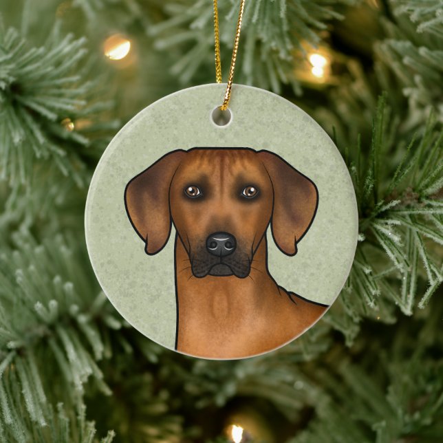 Rhodesian Ridgeback Brown African Lion Dog Head Ceramic Tree Decoration (Tree)