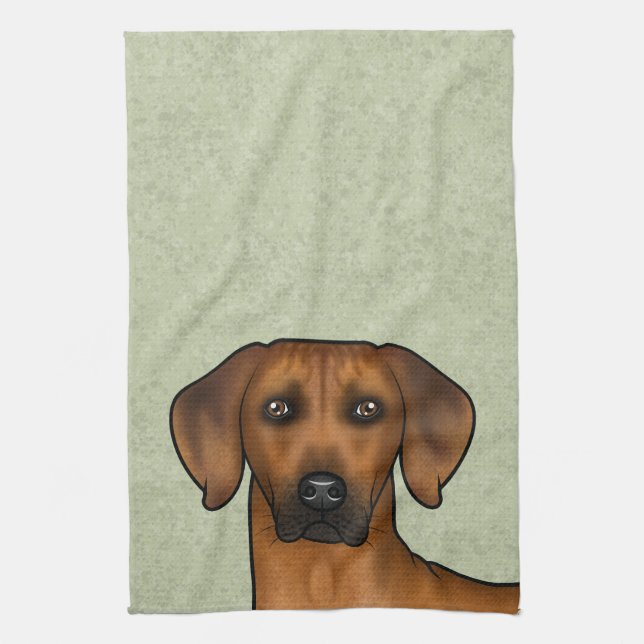 Rhodesian Ridgeback Brown African Lion Dog Head Tea Towel (Vertical)