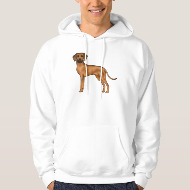 Rhodesian Ridgeback Brown Cartoon Lion Dog Design Hoodie (Front)