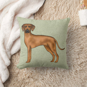 Rhodesian Ridgeback Brown Cartoon Lion Dog Green Cushion