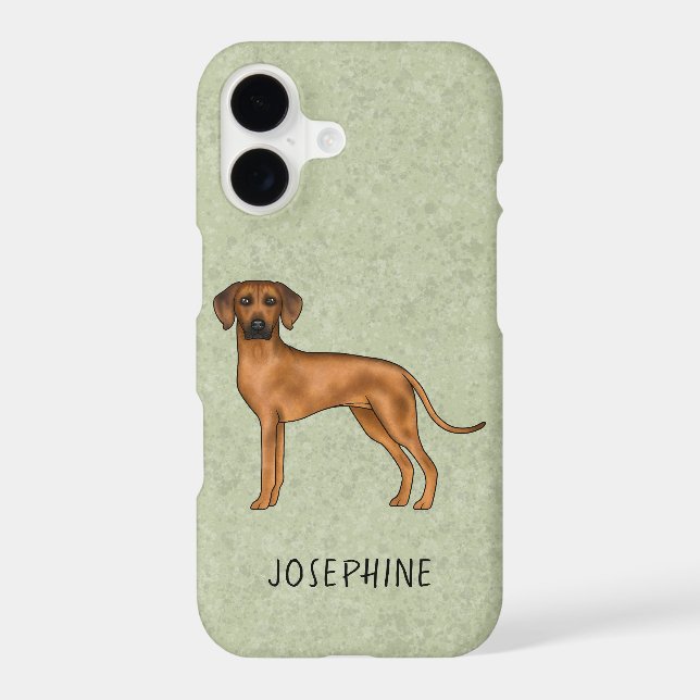 Rhodesian Ridgeback Brown Lion Dog With Name Green (Back)