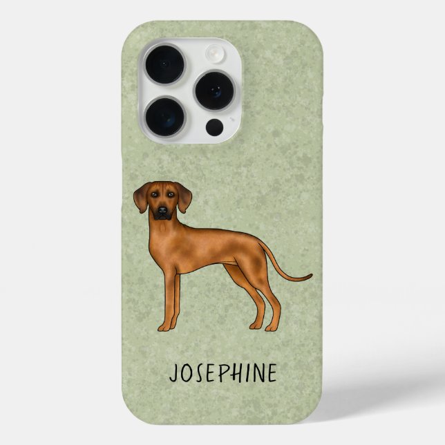 Rhodesian Ridgeback Brown Lion Dog With Name Green Case-Mate iPhone Case (Back)