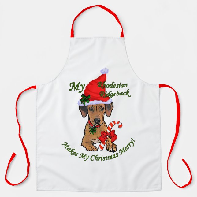 Rhodesian Ridgeback Christmas  Apron (Front)