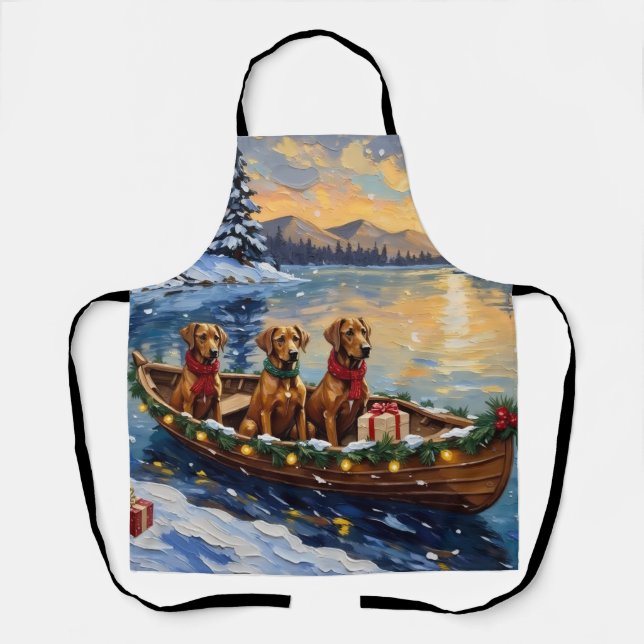 Rhodesian Ridgeback Christmas Boat Holiday Apron (Front)