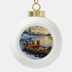 Rhodesian Ridgeback Christmas Boat Holiday Ceramic Ball Christmas Ornament