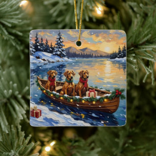 Rhodesian Ridgeback Christmas Boat Holiday Ceramic Ornament