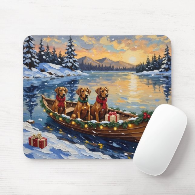Rhodesian Ridgeback Christmas Boat Holiday Mouse Pad (With Mouse)
