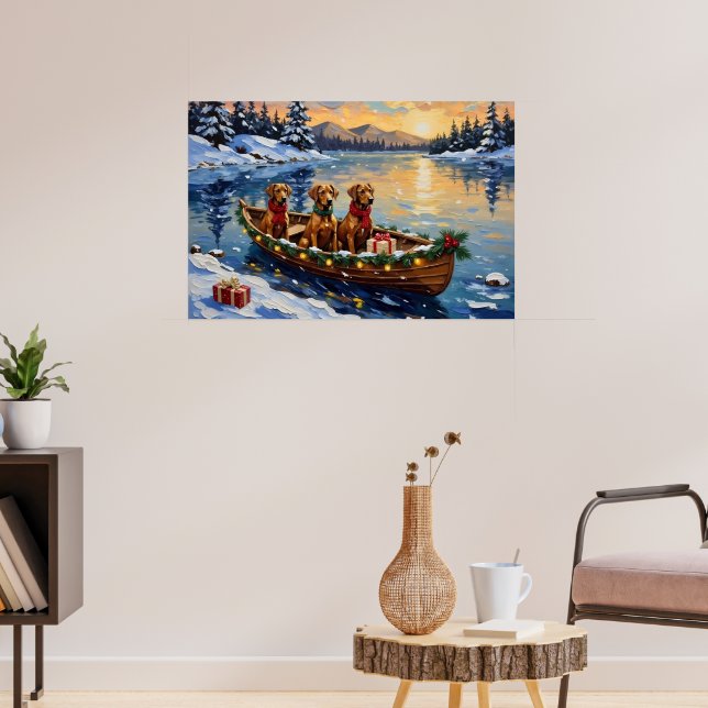 Rhodesian Ridgeback Christmas Boat Holiday Poster (Living Room 3)