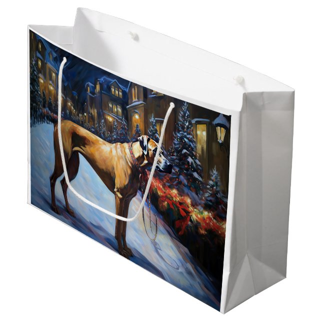 Rhodesian Ridgeback Christmas Festive Season Large Gift Bag (Front Angled)