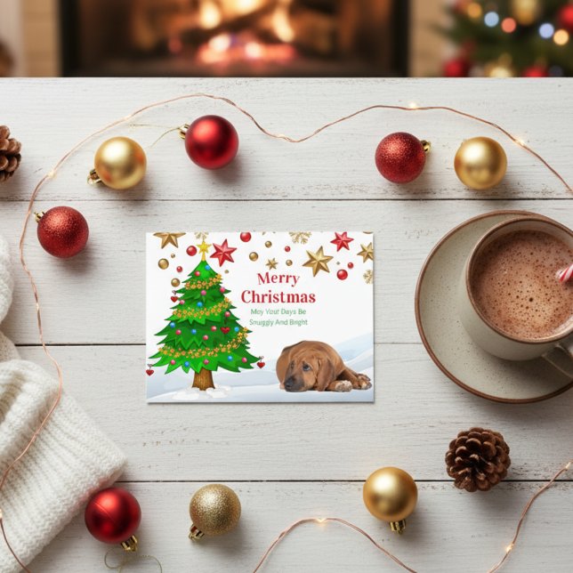 Rhodesian Ridgeback Christmas Holiday Postcard (Rhodesian Ridgeback Christmas Holiday Postcard)