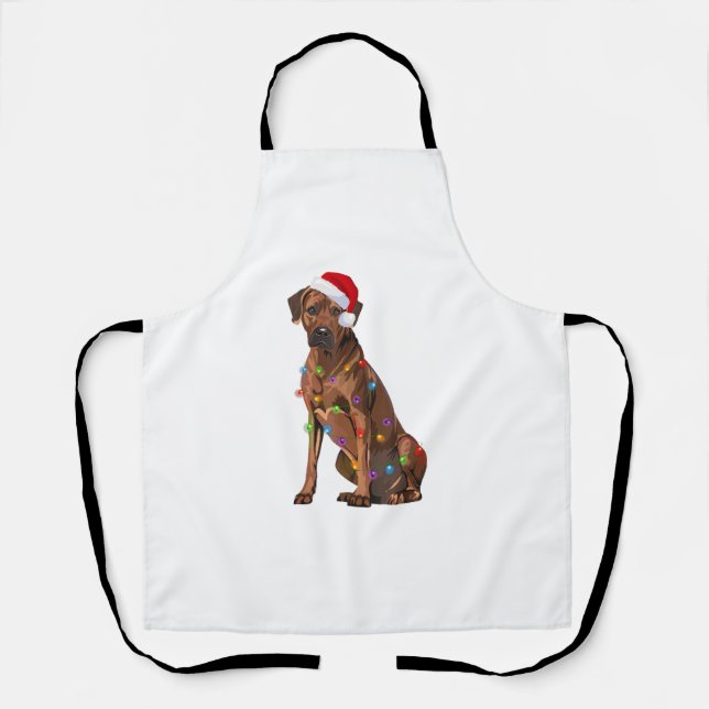 Rhodesian Ridgeback Christmas Lights Xmas Dog Love Apron (Front)