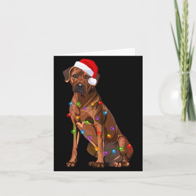 Rhodesian Ridgeback Christmas Lights Xmas Dog Love Card (Front)