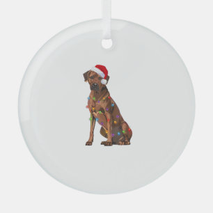 Rhodesian Ridgeback Christmas Lights Xmas Dog Love Glass Tree Decoration