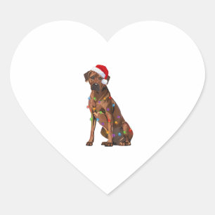 Rhodesian Ridgeback Christmas Lights Xmas Dog Love Heart Sticker