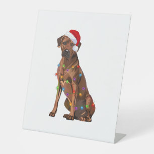 Rhodesian Ridgeback Christmas Lights Xmas Dog Love Pedestal Sign