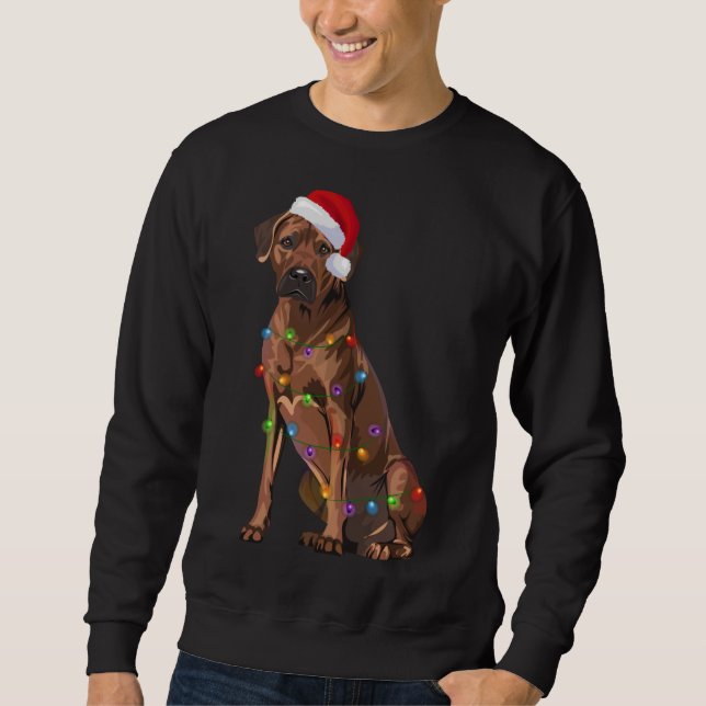 Rhodesian Ridgeback Christmas Lights Xmas Dog Love Sweatshirt (Front)