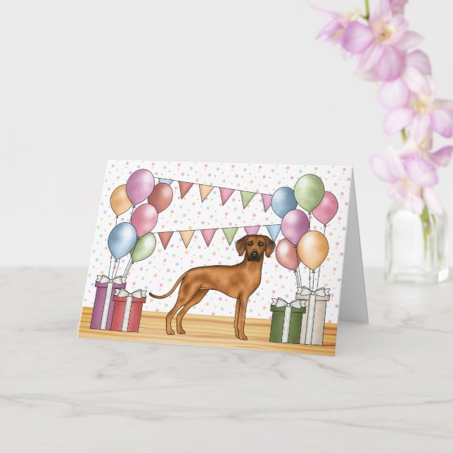 Rhodesian Ridgeback Colourful Pastel Happy Birthda Card (Orchid)