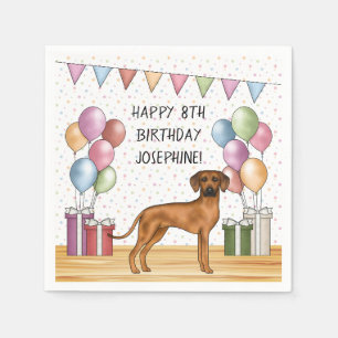 Rhodesian Ridgeback Colourful Pastel Happy Birthda Napkin