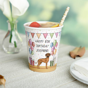 Rhodesian Ridgeback Colourful Pastel Happy Birthda Paper Cups