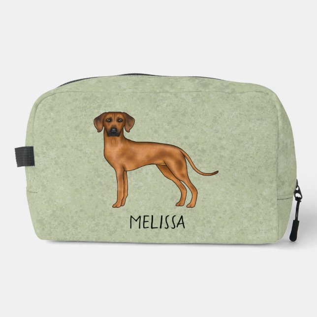 Rhodesian Ridgeback Cute Brown Lion Dog With Name Dopp Kit (Front)