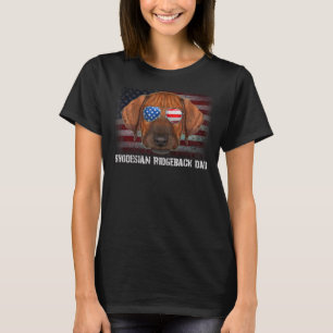 Rhodesian Ridgeback Dad American Dog Us Flag 4th O T-Shirt