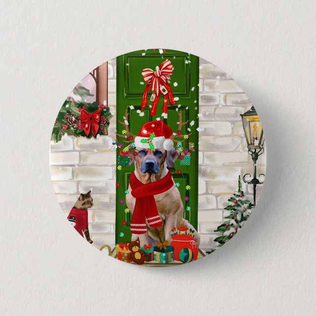 Rhodesian Ridgeback Dog Christmas  6 Cm Round Badge (Front)