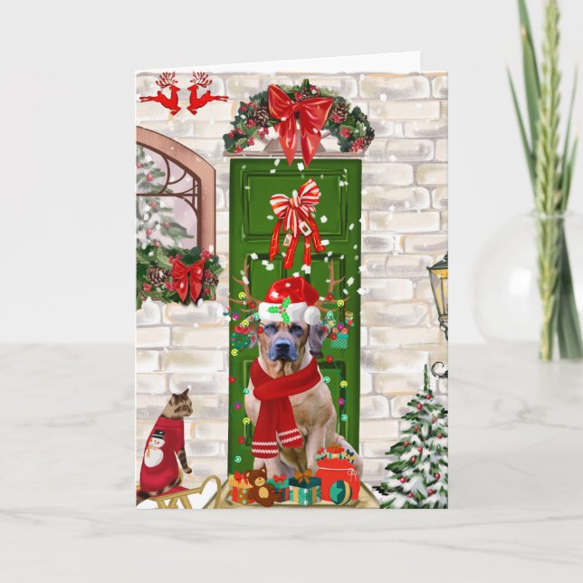 Rhodesian Ridgeback Dog Christmas  Card (Front)