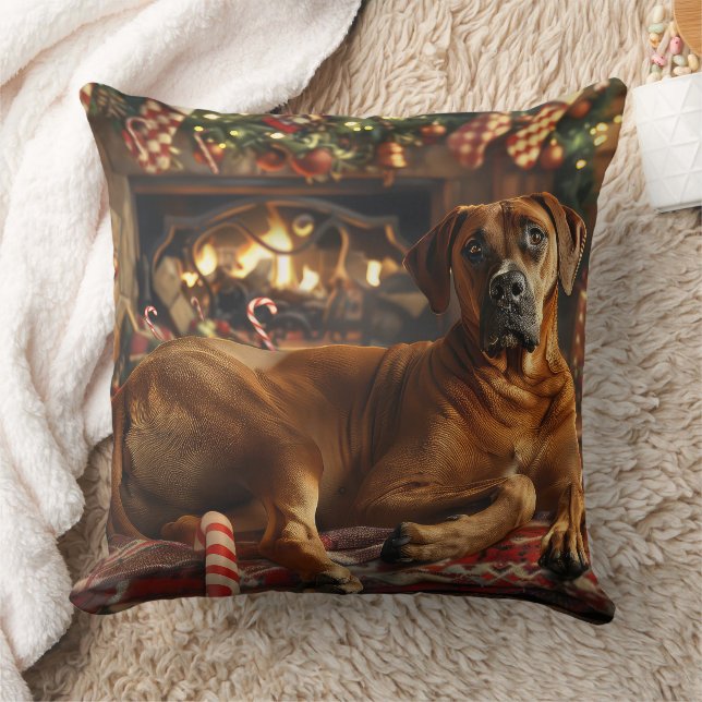 Rhodesian Ridgeback Dog Christmas Festive Cushion (Blanket)