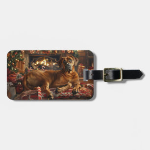 Rhodesian Ridgeback Dog Christmas Festive Luggage Tag