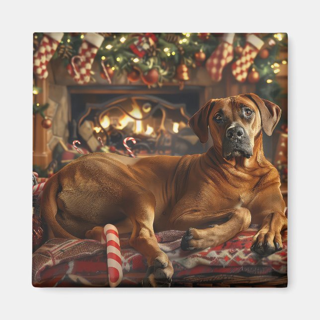 Rhodesian Ridgeback Dog Christmas Festive Magnet (Front)