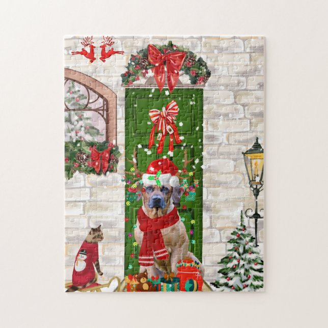 Rhodesian Ridgeback Dog Christmas  Jigsaw Puzzle (Vertical)