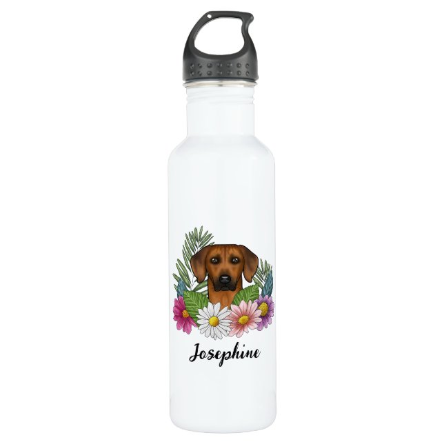 Rhodesian Ridgeback Dog Head Colourful Flowers Nam 710 Ml Water Bottle (Front)