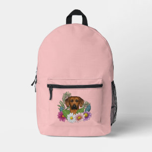 Rhodesian Ridgeback Dog Head Colourful Flowers Pin Printed Backpack