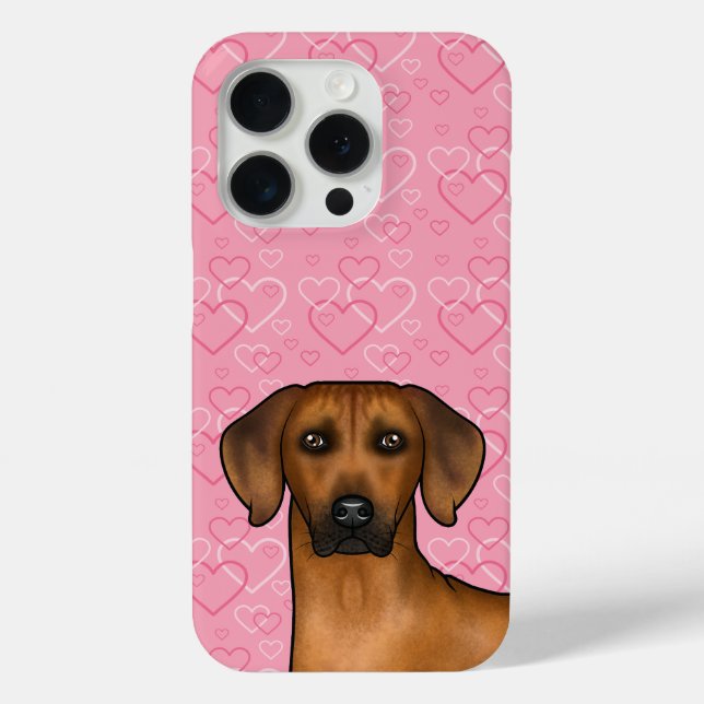 Rhodesian Ridgeback Dog Head On Pink Love Hearts Case-Mate iPhone Case (Back)