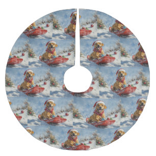 Rhodesian Ridgeback Dog in Sledge Christmas Brushed Polyester Tree Skirt