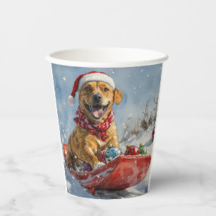 Rhodesian Ridgeback Dog in Sledge Christmas Paper Cups