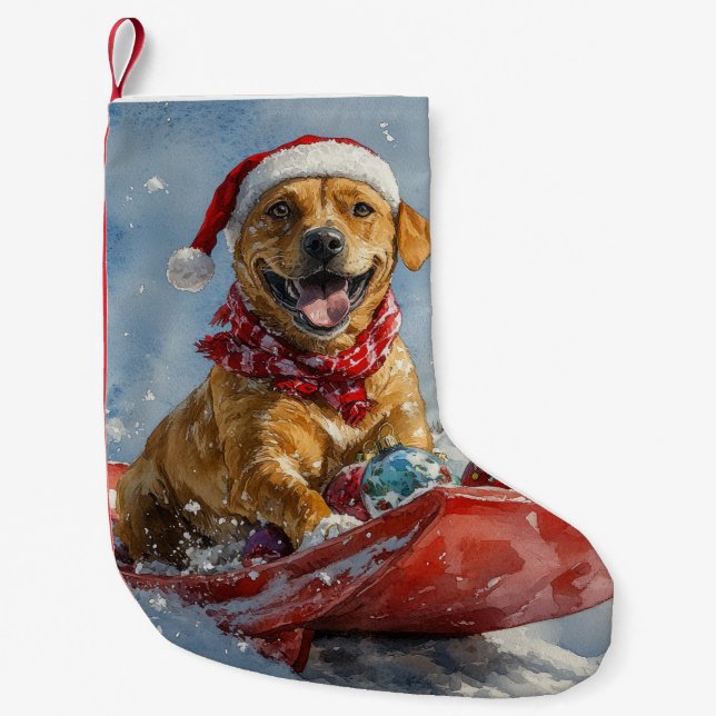 Rhodesian Ridgeback Dog in Sledge Christmas Small Christmas Stocking (Front)