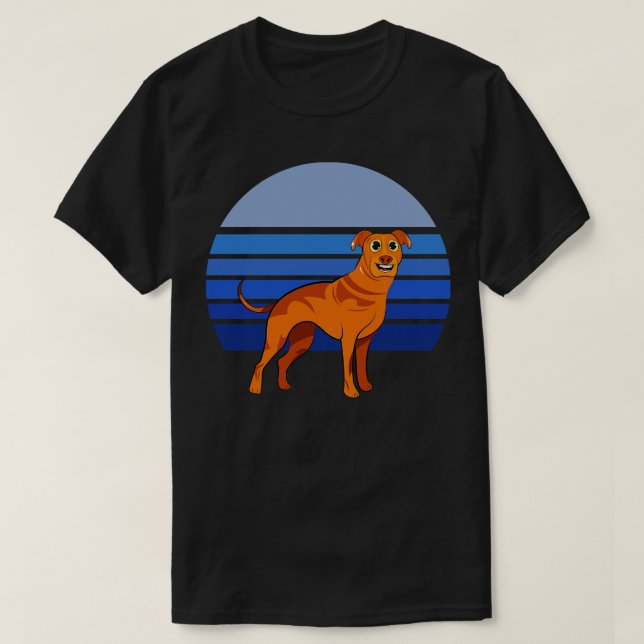 Rhodesian Ridgeback Dog Retro Blue 2 T-Shirt (Design Front)