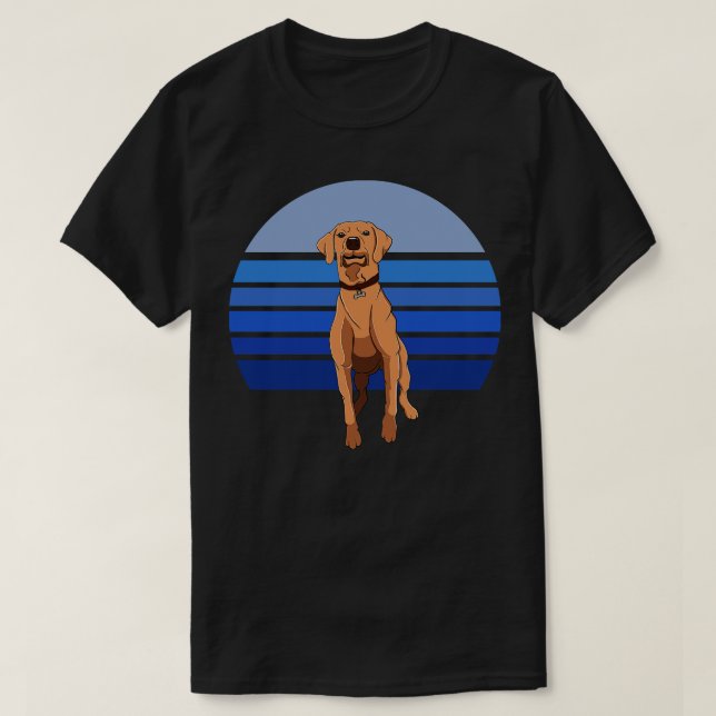 Rhodesian Ridgeback Dog Retro Blue T-Shirt (Design Front)