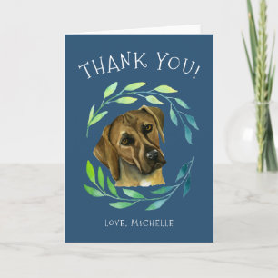 Rhodesian Ridgeback Dog with a Wreath   Thank You Holiday Card