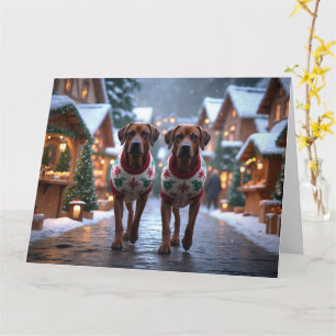 Rhodesian Ridgeback Dogs Christmas Snow Holiday Card