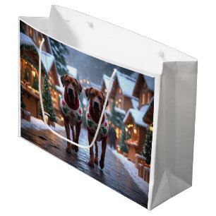Rhodesian Ridgeback Dogs Christmas Snow Holiday Large Gift Bag