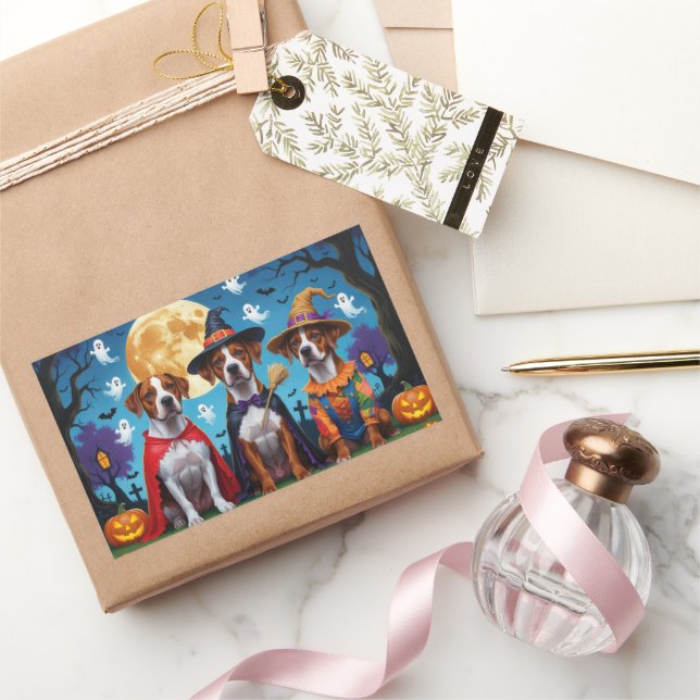 Rhodesian Ridgeback Dogs Pumpkin Halloween Funny  Rectangular Sticker (Gifting)