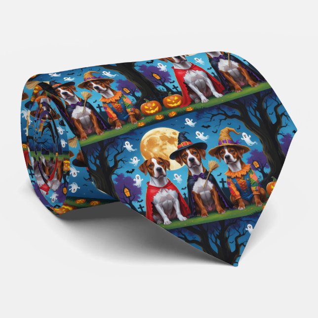 Rhodesian Ridgeback Dogs Pumpkin Halloween Funny  Tie (Rolled)