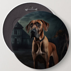 Rhodesian Ridgeback Halloween Scary  6 Cm Round Badge