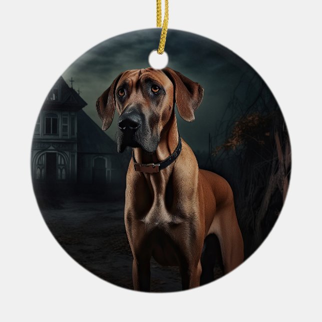 Rhodesian Ridgeback Halloween Scary  Ceramic Tree Decoration (Front)