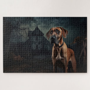 Rhodesian Ridgeback Halloween Scary  Jigsaw Puzzle